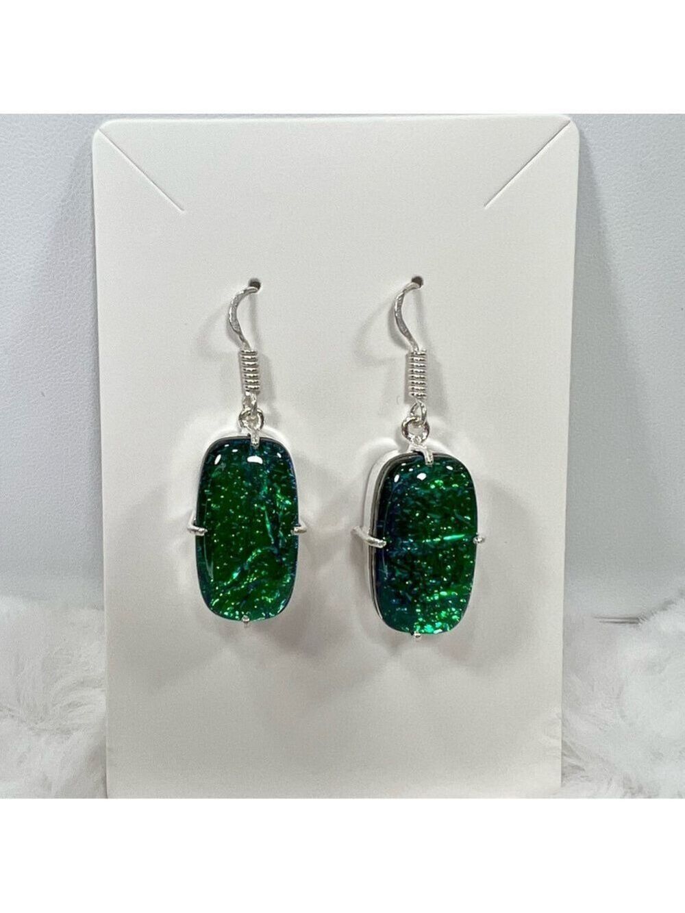 Triplet Synthetic Green Opal 925 Gemstone Earrings